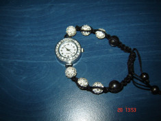 Ceas bratara Shamballa ALB cu cristale Swarovski foto