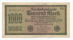 LL bancnota Germania 1000 marci 1922 XF++ (#3166) serie rosie foto