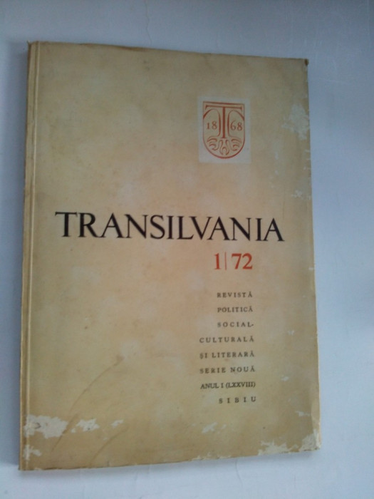 REVISTA TRANSILVANIA Nr. 1 / &#039;72 64 de pagini