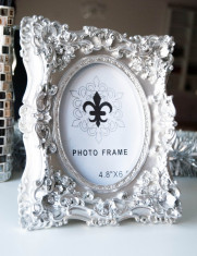 RAMA FOTO MODEL ELEGANT LEMN ARGINTIU DIMENSIUNE STANDARD ACCESORIU DECORATIUNE CU STAND foto