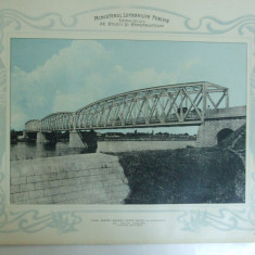 Plansa Podul pentru sosea peste Arges la Mihailesti de 170 m lunigme Vedere generala 1903