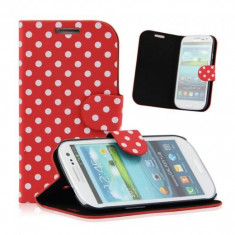 Livrare gratuita! Husa stand wallet (carte, portofel) polka dots (rosie cu buline albe) pentru SAMSUNG GALAXY S3 I9300 + folie ecran + laveta + stylus foto