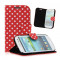 Livrare gratuita! Husa stand wallet (carte, portofel) polka dots (rosie cu buline albe) pentru SAMSUNG GALAXY S3 I9300 + folie ecran + laveta + stylus