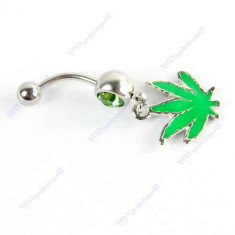 Piercing buric - model ganja frunza marijuana - pandantiv color foto