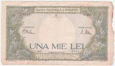 BANCNOTA ROMANIA - 1.000 LEI 1941 (10 SEPTEMVRIE 1941) - CULOARE VERDE, MAI RARA ACEASTA NUANTA foto