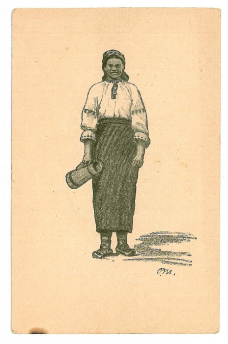 142 - Basarabia, Port Popular, ethnic woman - old postcard - unused