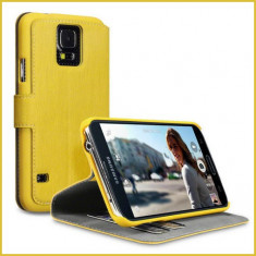 Husa Samsung Galaxy S5 NEO stand galbena model deosebit + folie display foto