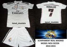 Echipament sportiv Adidas Fc Real Madrid compleu Ronaldo tricou Real Madrid echipamente sportive copii Model 2014-2015 Transport Curier 15 Ron foto