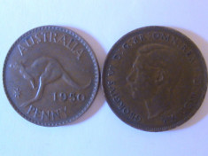 ONE Penny Australia 1950 cu punct dupa foto