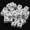 100 buc Margele plastic acril, alfabet, albe, litera J, forma de cub, 6 mm