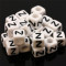 100 buc Margele plastic acril, alfabet, albe, litera Z, forma de cub, 6 mm