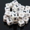 100 buc Margele plastic acril, alfabet, albe, litera X, forma de cub, 6 mm