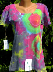 Tricou dama hippie, Holi tie-dye (FB), vopsit manual, unicat foto