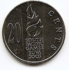 Fiji 20 Centi 2003 South Pacific Games KM-95 UNC !!! foto