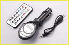 Modulator FM auto MP3 cu telecomanda , functioneaza cu card SD , usb stick , mp3 player . foto