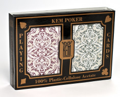 Carti Kem Poker Jacquard Wide Jumbo Red &amp;amp; Blue - Set de 2 pachete 100% plastic Acetate cu index Jumbo pe 2 colturi foto