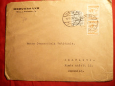 Plic cu Vigneta Bancii Mercur , circ.la Cernauti 1925 , de la Viena foto