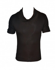 Tricou - Tip Zara Man - ZR MN - Din Bumbac - New Style - Crem si Negru - Masuri Mici - XS S - E88 foto