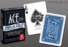 Carti poker Cartamundi model ACE 100% plastic index mediu - alba foto