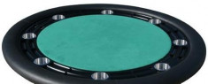 Masa de joc pentru poker rotunda din lemn masiv negru si postav foto
