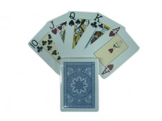 Carti profesionale de poker MODIANO CRISTALLO 100% plastic cu index mare pe 2 colturi albastru foto