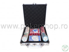 Set poker 100 jetoane ceramice HIGH-END model Valentino Poker Room foto