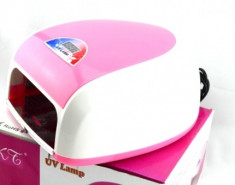 lampa uv alb cu roz automata pentru unghii false, lampa manichiura cu timer, 36W, 4 neoane, lampa KT 828 foto
