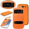 Husa toc portocalie orange S View Samsung Galaxy S3 i9300 + folie ecran, Portocaliu, Cu clapeta