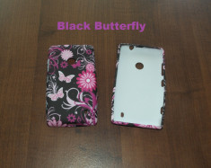 Livrare gratuita! Husa termorezistenta silicon-gel TPU Black Butterfly pentru Nokia Lumia 520, calitate foto
