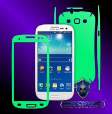 SAMSUNG GALAXY S3 NEO I9300I - Folie Fosforescenta GLOW SKINZ kit full body,Protectie totala telefon profesionala,ecran,spate,carcasa,husa tip skin foto