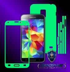 Samsung Galaxy S5 V SM G900 - Folie Fosforescenta GLOW SKINZ kit full body,Protectie totala telefon profesionala,ecran,spate,carcasa,husa tip skin foto