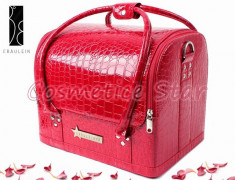Geanta cosmetice rosu lacuit geanta pentru trusa machiaj pensule machiaj geanta manichiura pentru kit gel uv foto
