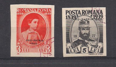 No(09)timbre-Romania 1938-L.P.128b-Centenarul nasterii regelui Carol I-NEDANTELETE-serie deparaiata foto