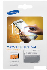 CARD 16GB MICROSD-HC MICROSD SAMSUNG CLASA 10 16 GB Model MB-MP16DA/EU EVO UHS-1 PENTRU TELEFOANE MOBILE HTC Transfer: pana la 48 mb/s+ADAPTOR SD CARD foto