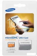 CARD 16GB MICROSD-HC MICROSD SAMSUNG CLASA 10 16 GB Model MB-MP16DA/EU UHS-1 PENTRU TELEFOANE MOBILE HTC Transfer : pana la 48 mb/s+ADAPTOR SD CARD foto