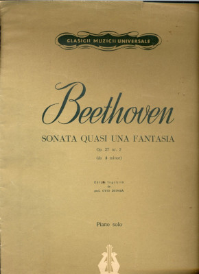 316 PARTITURA - Sonata quasi una fantasia - Bethoven -Op.27 nr.2-piano solo -starea care se vede foto