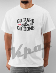 Tricou sala &amp;quot;Go hard or go home&amp;quot; m2 workout fitness bodybuilding culturism aerobic street Bumbac100% idee cadou foto