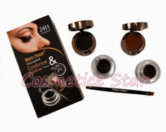 Music Flower 24 Ore set cu eyeliner gel tus in nuanta negru si nuanta maro si fard sprancene in nuantele negru si maro foto