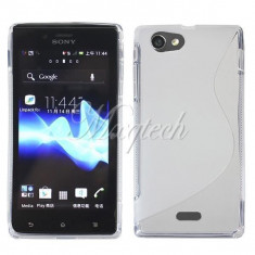 husa protectie transparenta Sony Ericsson Xperia j ST26i silicon + folie protectie ecran foto