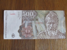 ROMANIA 500 LEI / 1991. aUNC foto