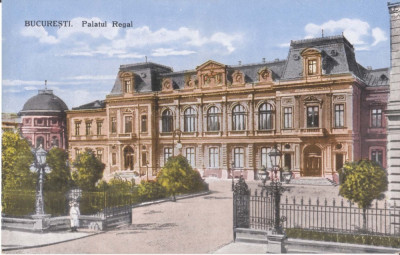 Carte postala Bucuresti,Palatul Regal, 1918 foto
