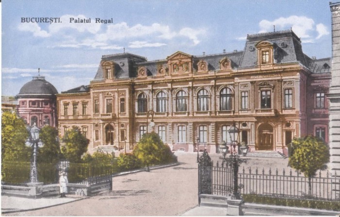 Carte postala Bucuresti,Palatul Regal, 1918