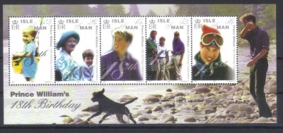 INSULA MAN 2000, Aniversari - Printul William, Fauna, bloc neuzat, MNH foto