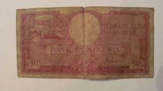 PVM - 50 rupiah (rupii) 1957 Indonezia (Indonesia) / rara foto