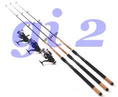 SET 3 LANSETE LAKE 2,4m, CU 3 MULINETE AVIATOR LONG CAST 6 RULMENTI foto