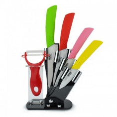 Set 4 cutite ceramice cu suport si curatator foto