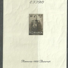 Romania 1932 - EFIRO, CAROL II IN UNIFORMA, NDT nestampilata, SARNIERA, T9