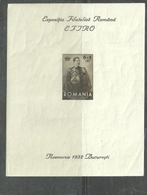 Romania 1932 - EFIRO, CAROL II IN UNIFORMA, NDT nestampilata, SARNIERA, T9 foto