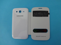 Husa dedicata Samsung Galaxy Grand Neo I9060 I9062 Duos Flip Cover S View Alb !!! Folie protectie display CADOU !!! foto