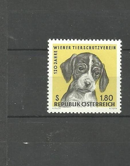 AUSTRIA 1966 - PUI DE CAINE SETTER ENGLEZ, timbru nestampilat, DF24 AUSTRIA 1966 - PUI DE CAINE SETTER ENGLEZ, timbru nestampilat, DF24